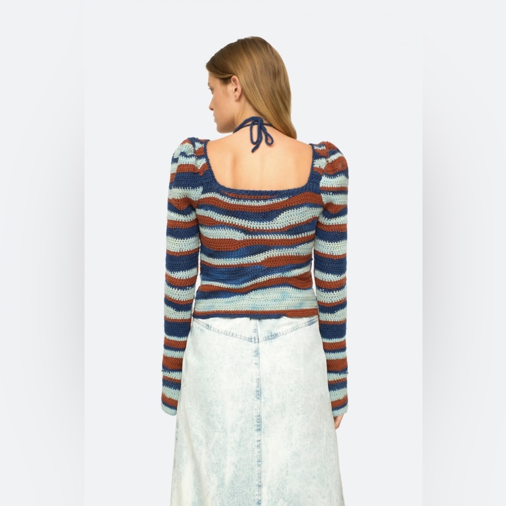 NWT $525 Sea Wavey Crochet Wool Sweater - Picture 4 of 6